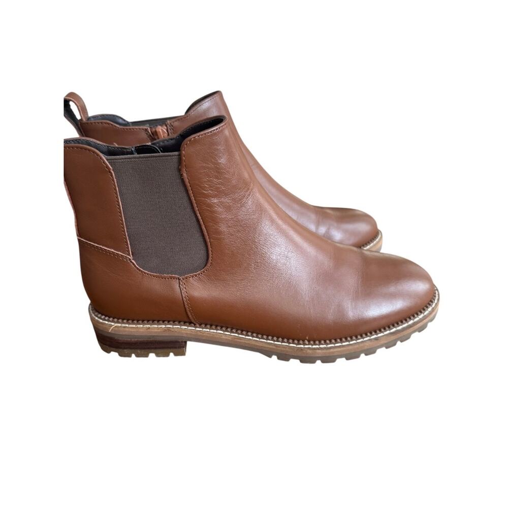 Lands’ End Women’s Cognac Brown Leather Chelsea Ankle Boots Size 7 - Picture 4 of 12